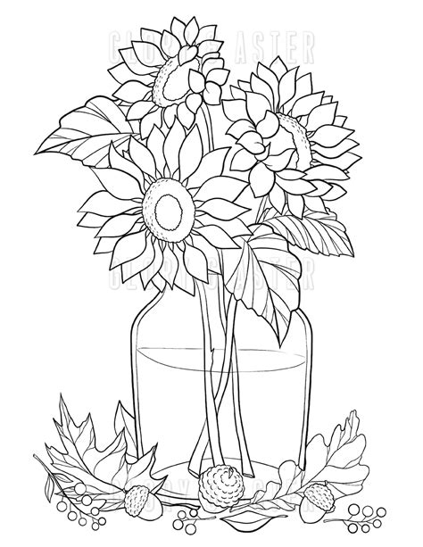 sunflowers coloring page coloring sheets autumn coloring page instant