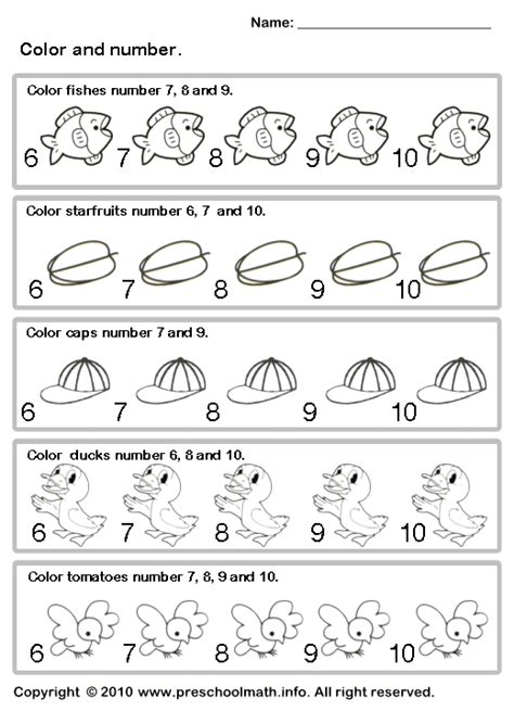 number coloring sheets  kindergarten number worksheets