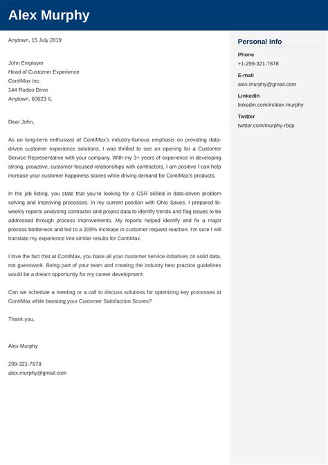 customer service cover letter examples ready   templates