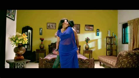Famous Bhojpuri Actress Akshara Singh In Blue Saree And Showing Her Hot