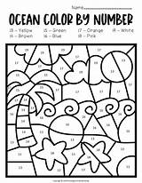 Number Color Worksheets Ocean Preschool Beach Printable Math Numbers Kindergarten Printables Kids Activities Fun Comment Leave Visit sketch template