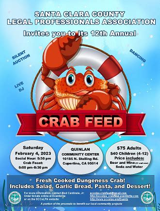 crab feed flyer santa clara county legal professionals association