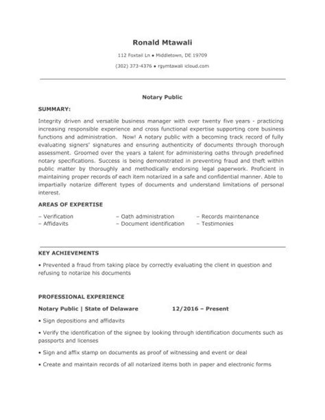 notary resume