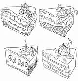 Cake Coloring Piece Pages Print Color раскраски Sweets категории все из sketch template