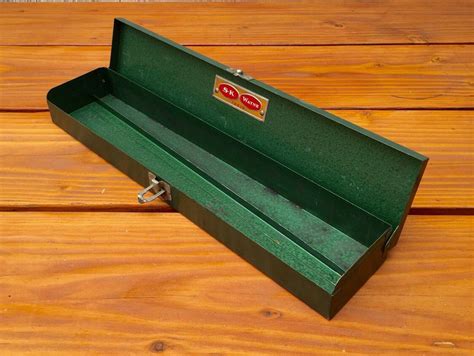 S K Wayne Green Metal Tool Box Case Rustic Metal Box