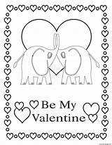 Valentine Coloring Pages Elephants Printable Print sketch template
