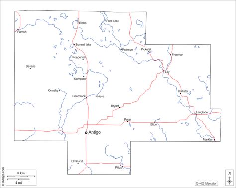langlade county  map  blank map  outline map  base