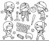 Softball Kids Coloring Pages Girls Templates Crafts Choose Board Cute Baseball sketch template