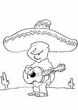 Mexikaner Gitarre Spielt Ausmalbild Kleurplaten Kleurplaat Mexicaan sketch template