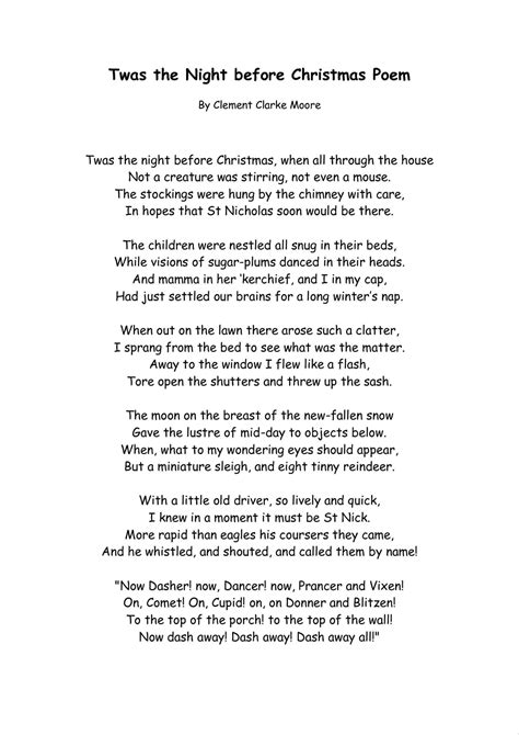 twas  night  christmas poem printable version