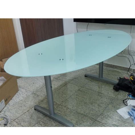 ikea office table galant frame glass oval top furniture home