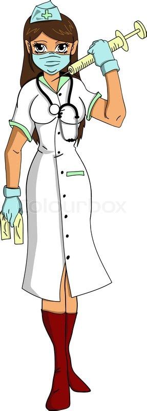 Sexy Nurse With Syringe And Stethoscope Vector Stock