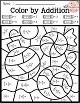 Math Number Color Addition Winter Code Worksheets Coloring Grade 2nd Subtraction Christmas Pages Printable First Teacherspayteachers Easy sketch template