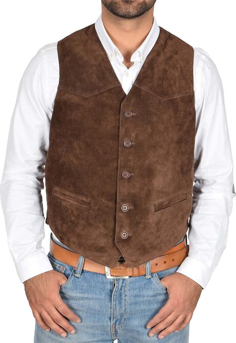 echt wildleder weste fuer herren classic style soft braun wildleder weste gilet cole xxl eu