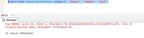 instead of insert trigger and view in sql server