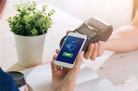 mobile payment with nfc technology on smartphone shopping online with