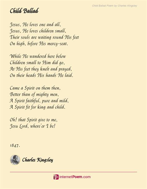 child ballad poem  charles kingsley