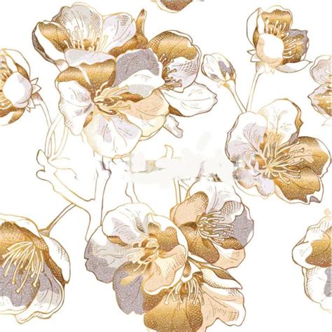 gold  silver floral pattern cherry blossom art illustration flower art