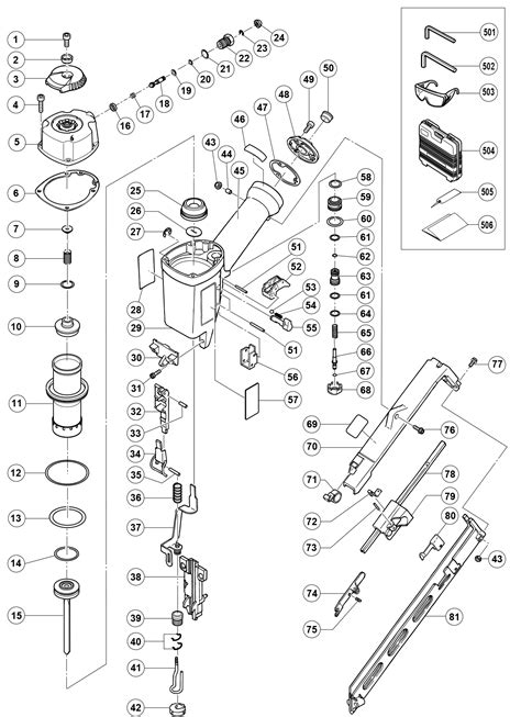 hitachi ntma    gauge finish nailer model schematic parts diagram toolbarncom