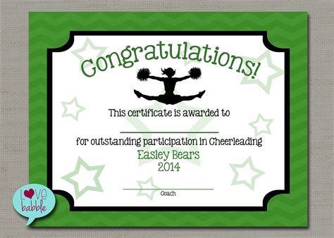 cheerleading cheer award certificate dance gymnastics award etsy