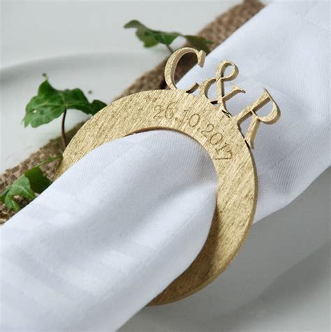 personalised monogrammed wedding napkin rings  bespoke oak  notonthehighstreetcom