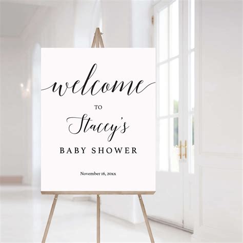 editable baby shower  sign template calligraphy font instant