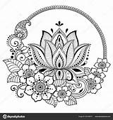 Lotus Circular Tattoo Henna Mehndi Oriental Ornament Tera sketch template