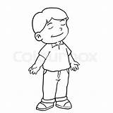 Boy Drawing Standing Hand Vector Illustration Coloring Line Breathing Simple Drawn Book Colourbox sketch template
