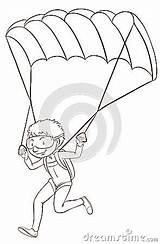 Skydiving Boy Drawing Plain Background sketch template