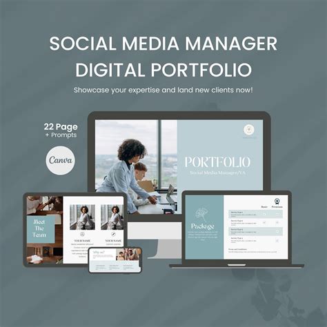 social media manager portfolio  template etsy social media manager digital