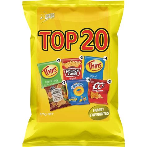 thins top  variety multipack chips  pack  woolworths