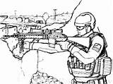 Coloring Sniper Military Army Aiming sketch template
