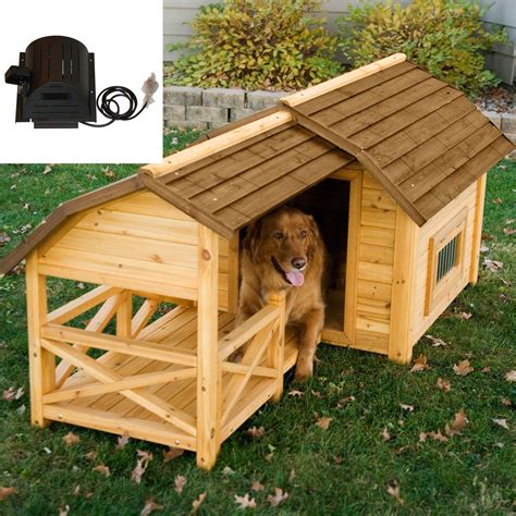 boomer george cedar insulated barn dog house  breeze fan ako cedarpuppyhouse large