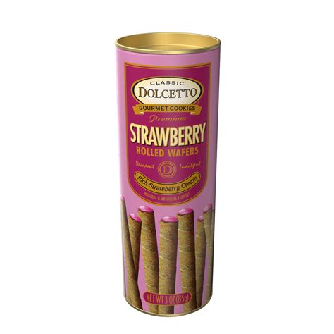 dolcetto rolled wafers strawberry oz canister gourmet cookies