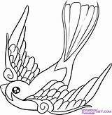Swallow Bird Tattoo Coloring Sparrow Drawing Pages Outline Animals Birds Barn Designs Tattoos Draw Color Step Coloriage Colouring Drawings Line sketch template