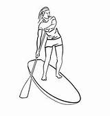 Sup Surfer Paddel Boarding Surfing Paddleboarding Surfrider Stehen Surfende Einstieg Surf Rfen Eignung Schl Standup Contour Weiblicher Dchen Einzelner Gezeichnet sketch template