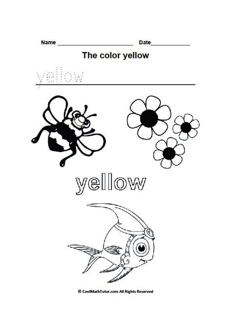 color yellow worksheets  kindergarten preschool colors