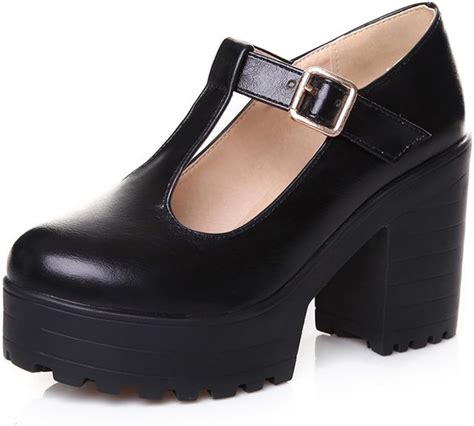 susanny pu  toe platform shoes womens chunky high heel waterproof