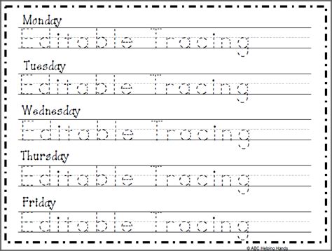 editable  tracing worksheet  day   teachers
