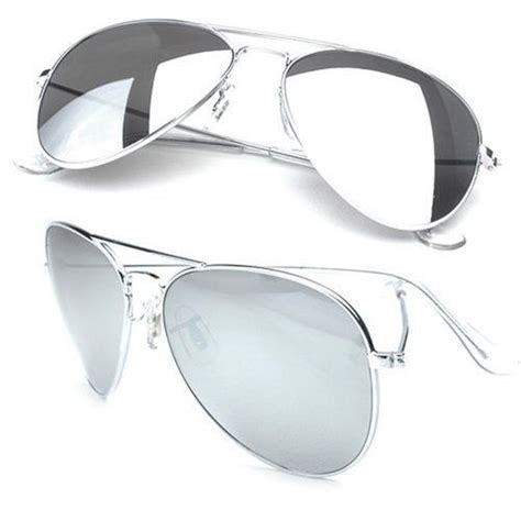 Classic Silver Mirror Aviator Style Sunglasses 1104 1 70 2 99 Worn