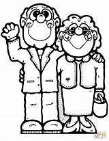 Coloring Pages Eldery Senior Couple Citizens Printable Drawing sketch template