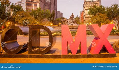 colorful mexico city sign editorial stock image image  roundabout