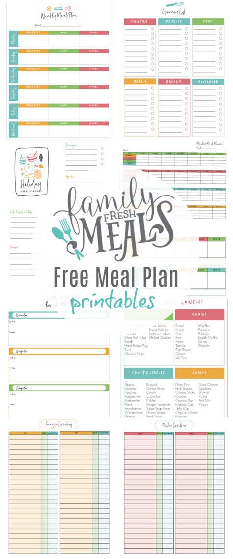 printable weekly meal planners   craft eat  meal plan