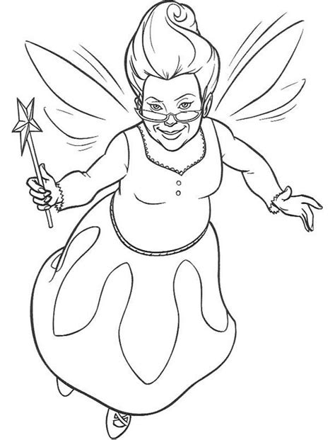 fairy godmother smiling coloring page  printable coloring pages