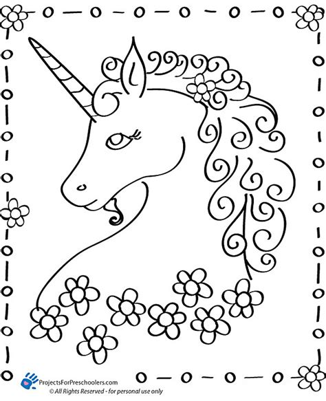 unicorn coloring page projects  preschoolers