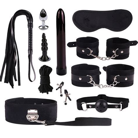 sex toy set metal vibrating rod anal plug sm handcuffs sexy breast clip