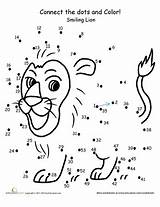 Dot Grade Dots Printables Connect Lion Worksheets First Math Worksheet 1st Kids Printable Pages Number Education Coloring Animals Summer Preschool sketch template