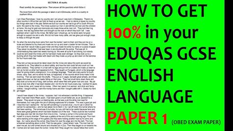 english language paper  question  article model answer total