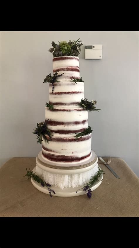 semi naked red velvet wedding cake i made for my daughters wedding also made the cake stand