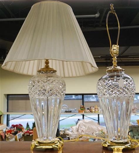 lot pair waterford crystal table lamps